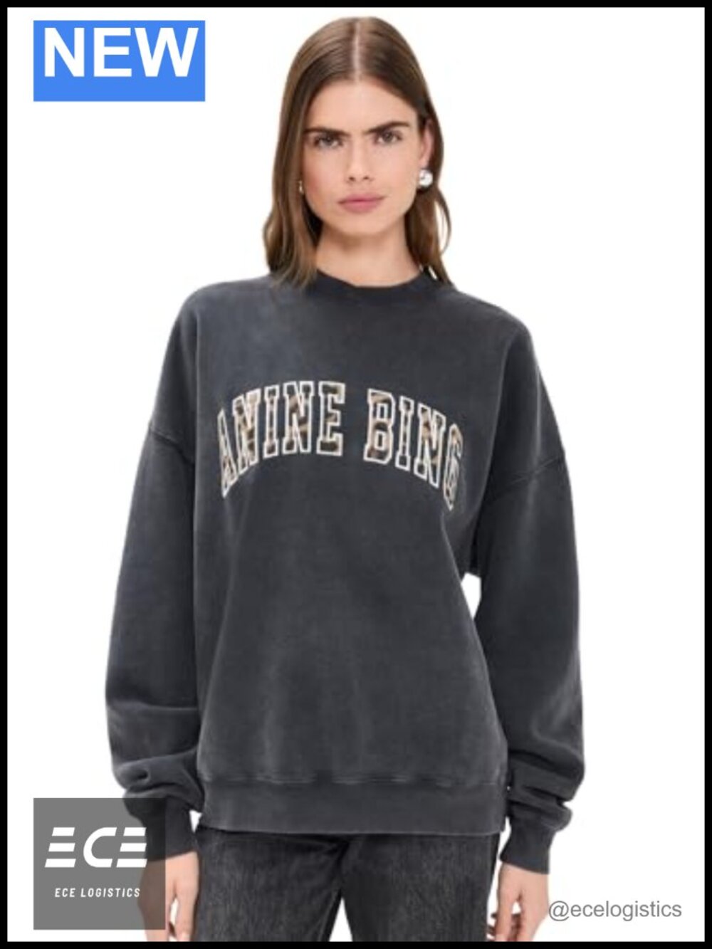 Relaxed Fit Leopard Print Crew Neck Sweatshirt Long Sleeve Pullover